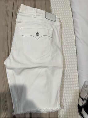 True Religion Off-White Denim Shorts